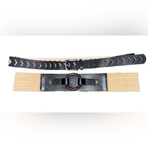 EUC Torrid Belt Lot Black Chevron Stretch Woven Straw sz. 1